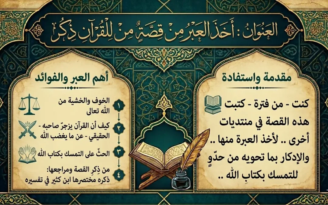 أخذ العبر من قصة من للقرآن ذكر